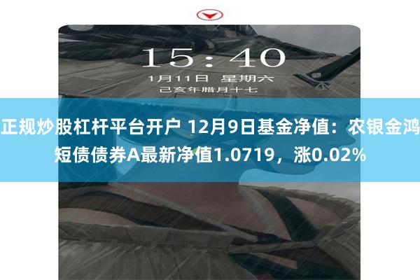 正规炒股杠杆平台开户 12月9日基金净值：农银金鸿短债债券A最新净值1.0719，涨0.02%