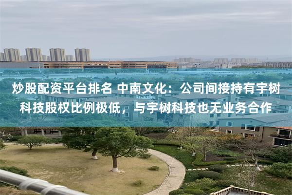 炒股配资平台排名 中南文化：公司间接持有宇树科技股权比例极低，与宇树科技也无业务合作